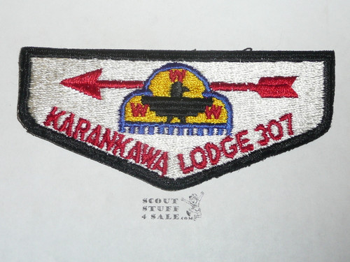Order of the Arrow Lodge #307 Karankawa s4b Flap Patch, some paper on the back
