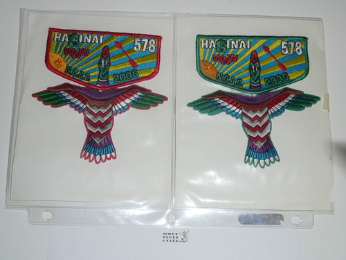 Order of the Arrow Lodge #578 Hasinai 2 Different 2006 NOAC 2 piece Flap Patch Set