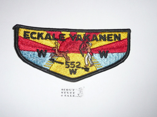 Order of the Arrow Lodge #552 Eckale Yakanen s3 Flap Patch, mounted to lelcro, lite box soiling