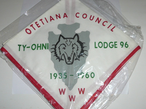 Order of the Arrow Lodge #95 Ty-Ohni N1 Neckerchief, ERROR "Lodge 96"