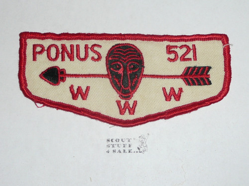 Order of the Arrow Lodge #521 Ponus f5 Flap Patch, lt use