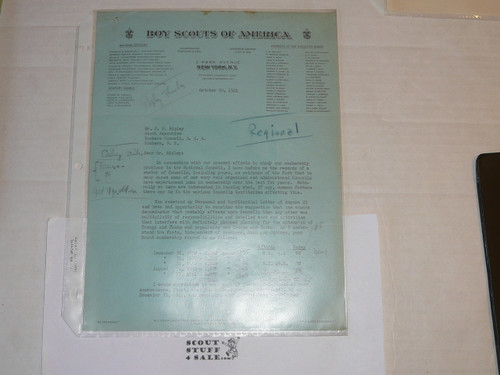 1941 Letter on Boy Scout National Headquarters Stationary From James West to a Scout Executive, 2 pages, original signature