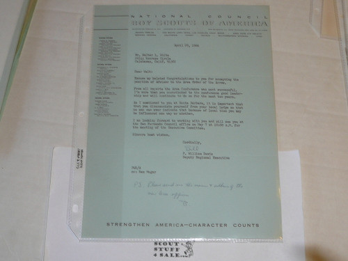 1966 Letter on Boy Scout National Headquarters Stationary Region 12