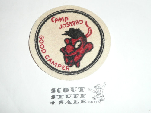 Camp Josepho 1940's FELT Good Camper Patch, Crescent Bay Area Council, white