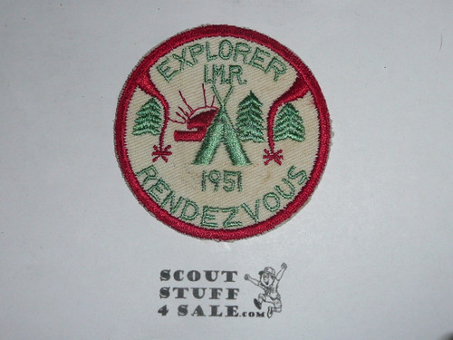 1951 Indian Mound Reservation Explorer Rendezvous Patch, c/t twill, box soiled