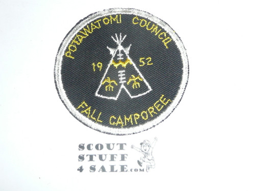 1952 Potawatomi Council Dall Camporee Patch, c/e twill