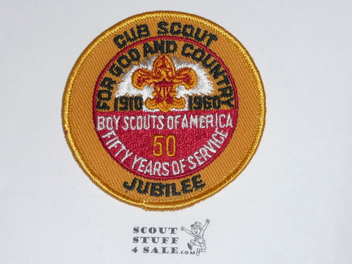 1960 National Jamboree / 50th Anniversary Twill Cub Scout Jubilee Patch, sewn