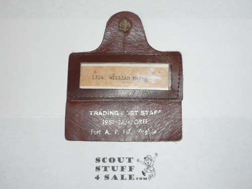 1981 National Jamboree Trading Post Staff Leather Name Badge