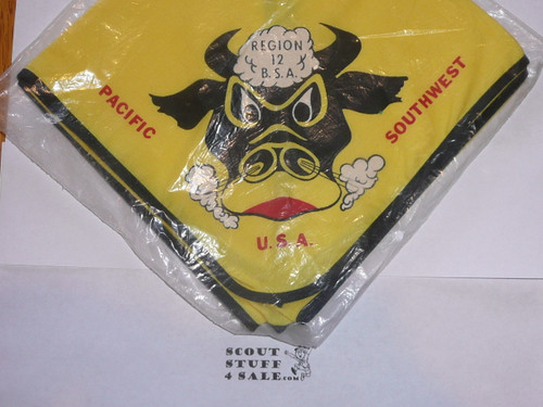 1967 Boy Scout World Jamboree Region 12 Contingent Neckerchief, yellow, New in bag