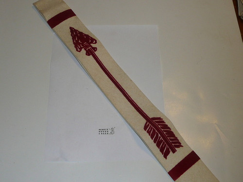 1950's Flocked Felt Brotherhood Order of the Arrow Sash, lite use with some moth nibbles