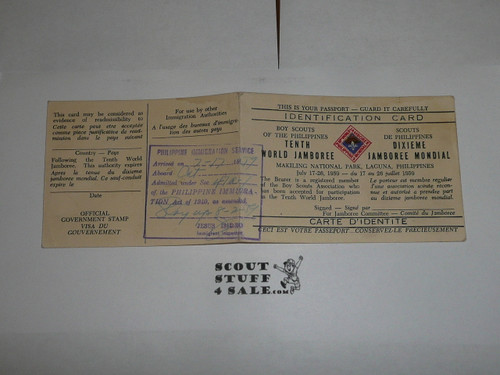 1959 World Jamboree, Official Participant Identification Card