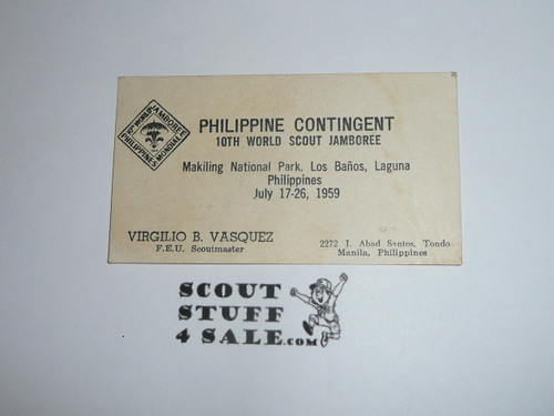 1959 World Jamboree Philippine Contingent Scoutmaster Business Card