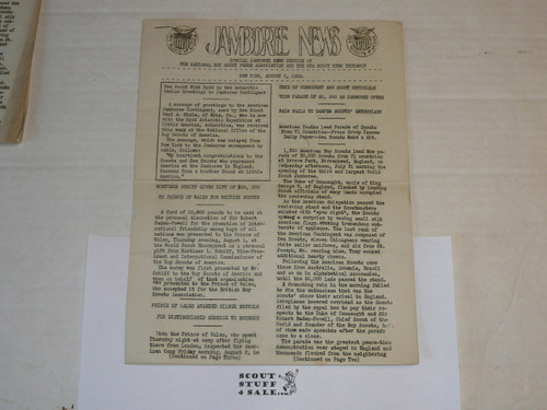 1929 World Jamboree, USA Contingent Special Jamboree News Bulletin for August 5, 1929