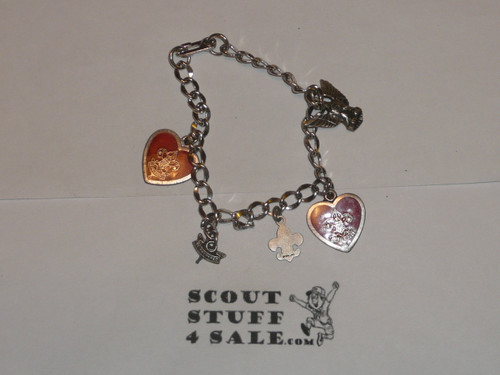 Boy Scout Charm Bracelet with STERLING Charms,  Very nice