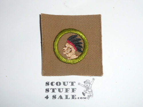 Pathfinding - Type A - Square Tan Merit Badge (1911-1933), MINT