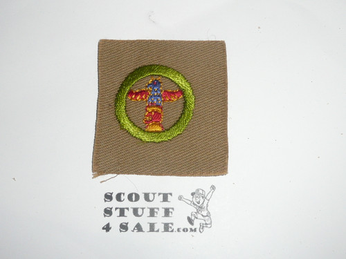 Wood Carving - Type A - Square Tan Merit Badge (1911-1933)