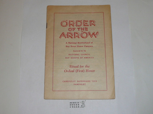 Ordeal Ceremony Manual, Order of the Arrow, 1948, 3-48 Printing