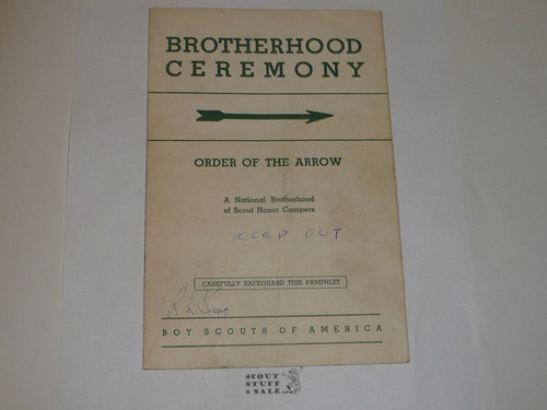 Brotherhood Ceremony Manual, Order of the Arrow, 1956, 8-56 Printing