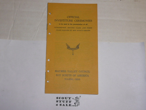 Lefax Boy Scout Fieldbook Insert, Official Investiture Ceremonies, Maumee Valley Council