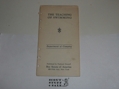 Lefax Boy Scout Fieldbook Insert,  The Teaching of Swimming, 1920's, Official BSA