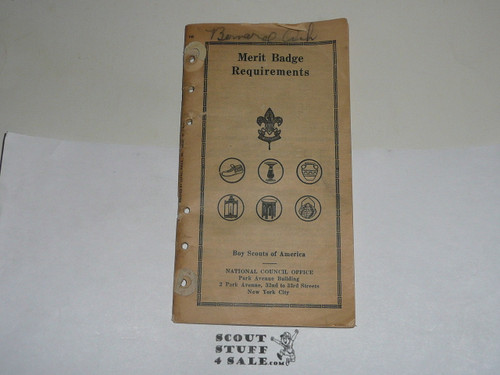 Lefax Boy Scout Fieldbook Insert, Merit Badge Requirements, 1931, Official BSA