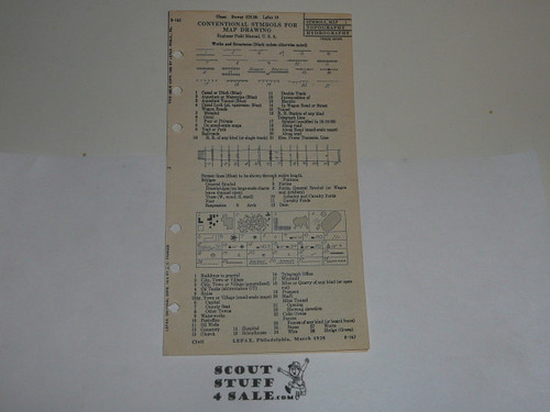 Lefax Boy Scout Fieldbook Insert, Conventional Symbols for Map Drawing, 1926, BS708