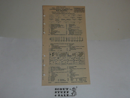 Lefax Boy Scout Fieldbook Insert, Conventional Symbols for Map Drawing, 1930, BS708