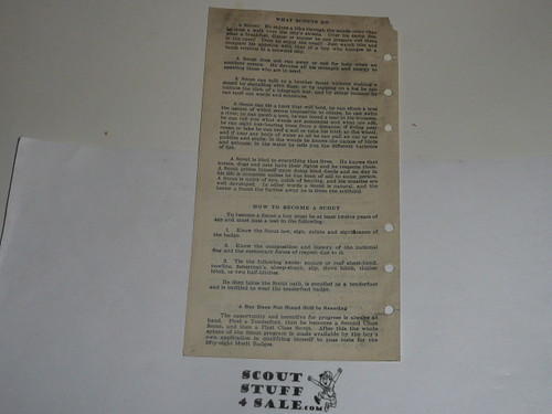 Lefax Boy Scout Fieldbook Insert, The Scout Law