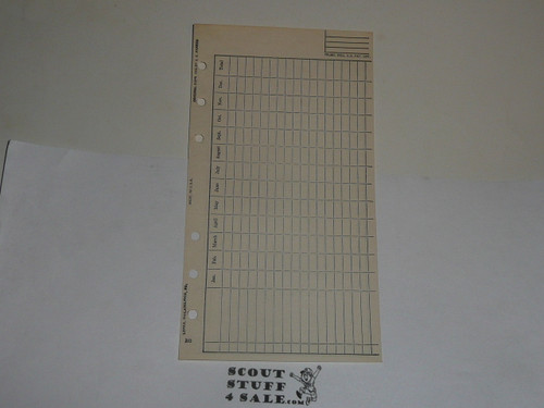 Lefax Boy Scout Fieldbook Insert, Monthly Attendance Tracking Form