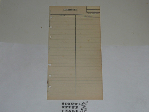 Lefax Boy Scout Fieldbook Insert, Addresses version 2