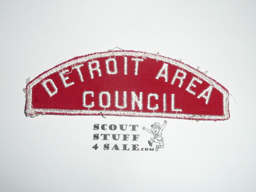Detroit Area Council Red/White Council Strip, Used - Scout
