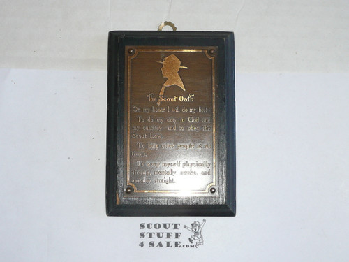 boy scout oath etched metal on wood wall ornament