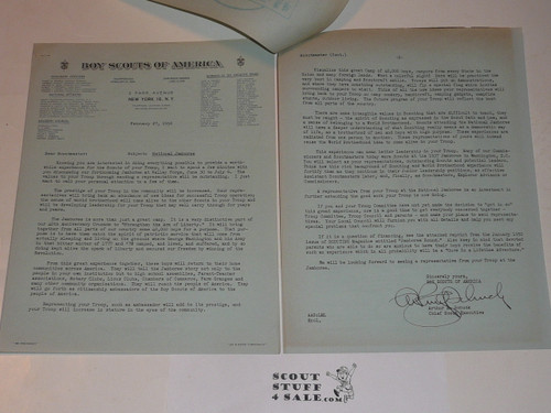 1950 National Jamboree 3 Page Letter on National Stationary from Arthur Schuck dated 1950