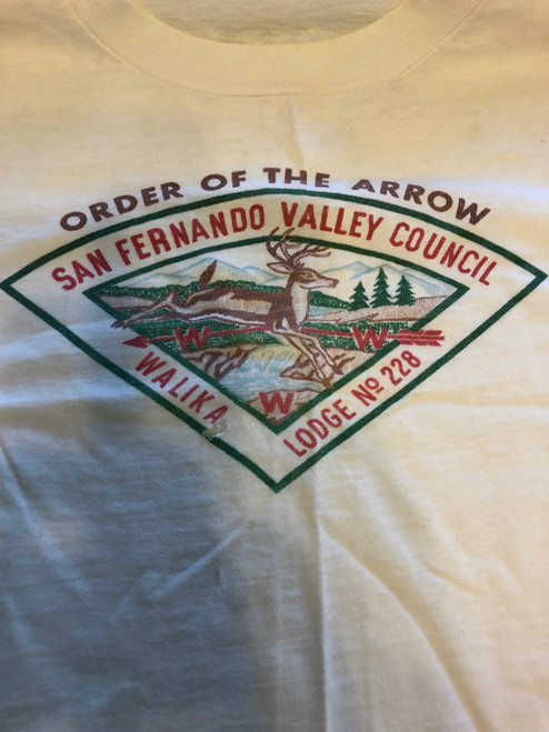 Order of the Arrow Lodge #228 Walika tee shirt, 1960's, Men's Large, new in bag