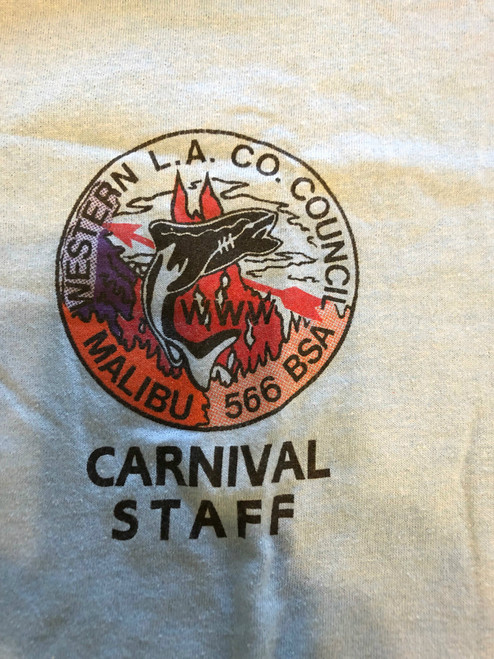 Order of the Arrow Lodge #566 Malibu 1980's Carnival STAFF Tee Shirt, Mens Large, Style #2