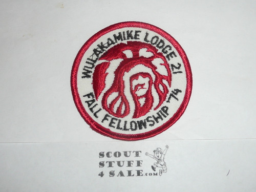 Order of the Arrow Lodge #21 Wulakamike 1974 Fall Fellowship Patch