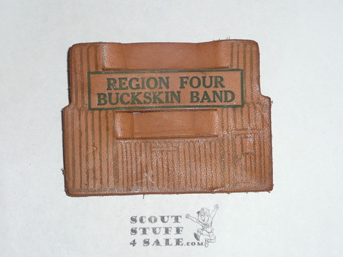 1950 National Jamboree Region 4 Buckskin Band Leather Neckerchief Slide