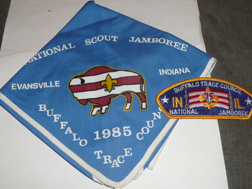 1985 National Jamboree JSP & Contingent Neckerchief -  Buffalo Trace Council