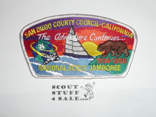 1989 National Jamboree JSP -San Diego County Council, blue bdr (not white as pictured)