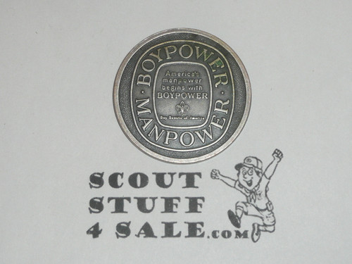 Boy Power Man Power Coin / Token, Boy Scout Oath on the back