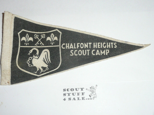 Chalfont Heights Scout Camps 2 sided Felt Pennant, 1940's
