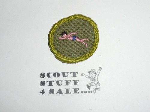 Swimming - Type F - Rolled Edge Twill Merit Badge (1961-1968), sewn