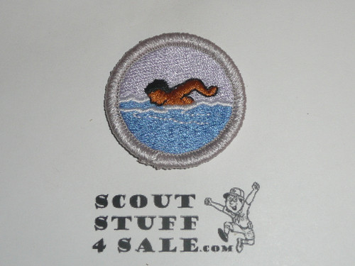 Swimming - Type K - Fully Embroidered Merit Badge with 100th Anniv backing (2010)