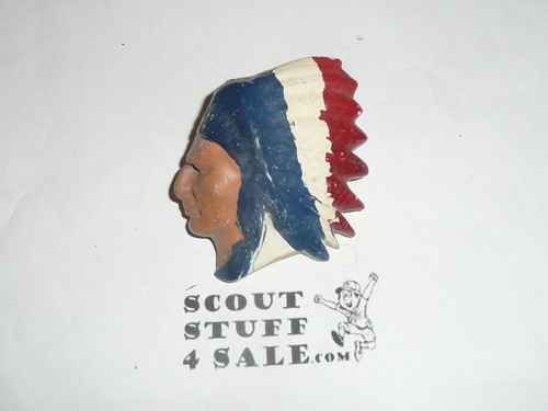 Chief in Bonnet Plaster Neckerchief Slide, painted #8