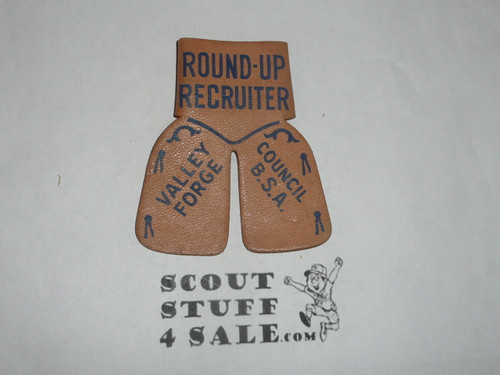 Valley Forge Council Round-up Recruiter Leather Neckerchief Slide