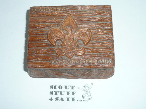 1950's Boy Scout Pressed Wood Syroco Scout Trinket / Jewelery Box