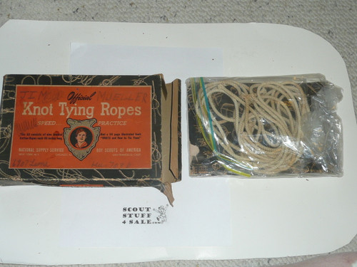 1950's Boy Scout Knot Tying Ropes, used with materials in original box