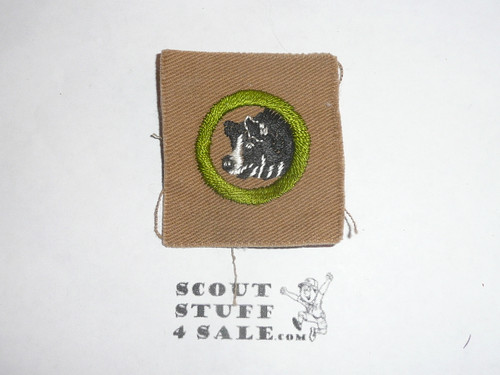 Hog Production - Type A - Square Tan Merit Badge (1911-1933)