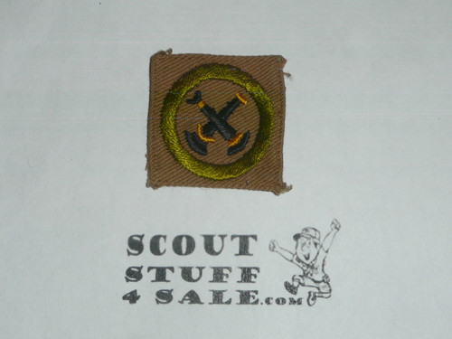 Firemanship - Type A - Square Tan Merit Badge (1911-1933), used #2