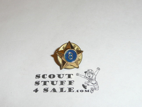 Boy Scout 8 Year Pin, Spin Back